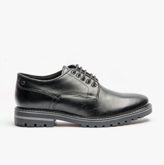 Base London HALSEY WAXY Mens Formal Lace Up Shoes Black