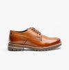 Base London HALSEY WASHED Mens Formal Lace Up Shoes Burnt Tan