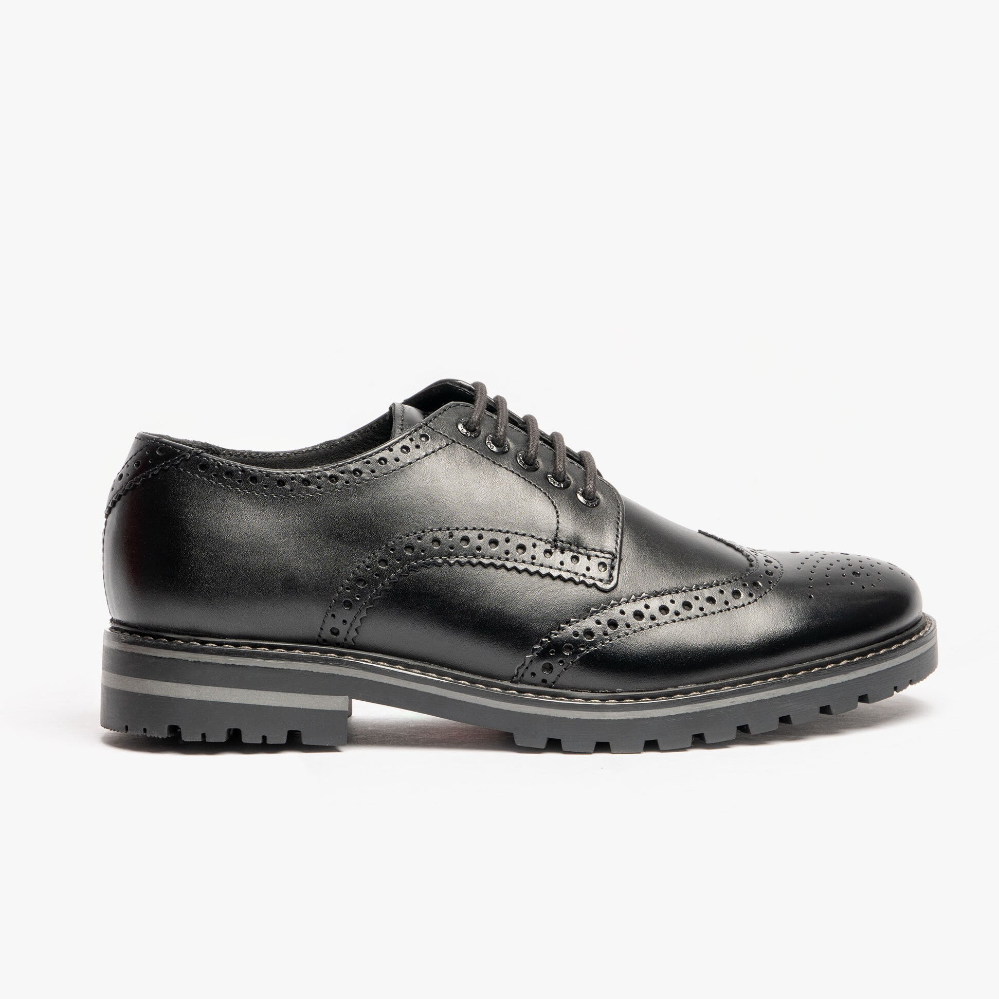 Base London GIBBS WAXY Mens Formal Lace Up Shoes Black side view showcasing leather upper and lace-up design.