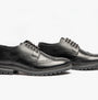 Base London GIBBS WAXY Mens Formal Lace Up Shoes Black side view, showcasing elegant leather upper and lace-up design.