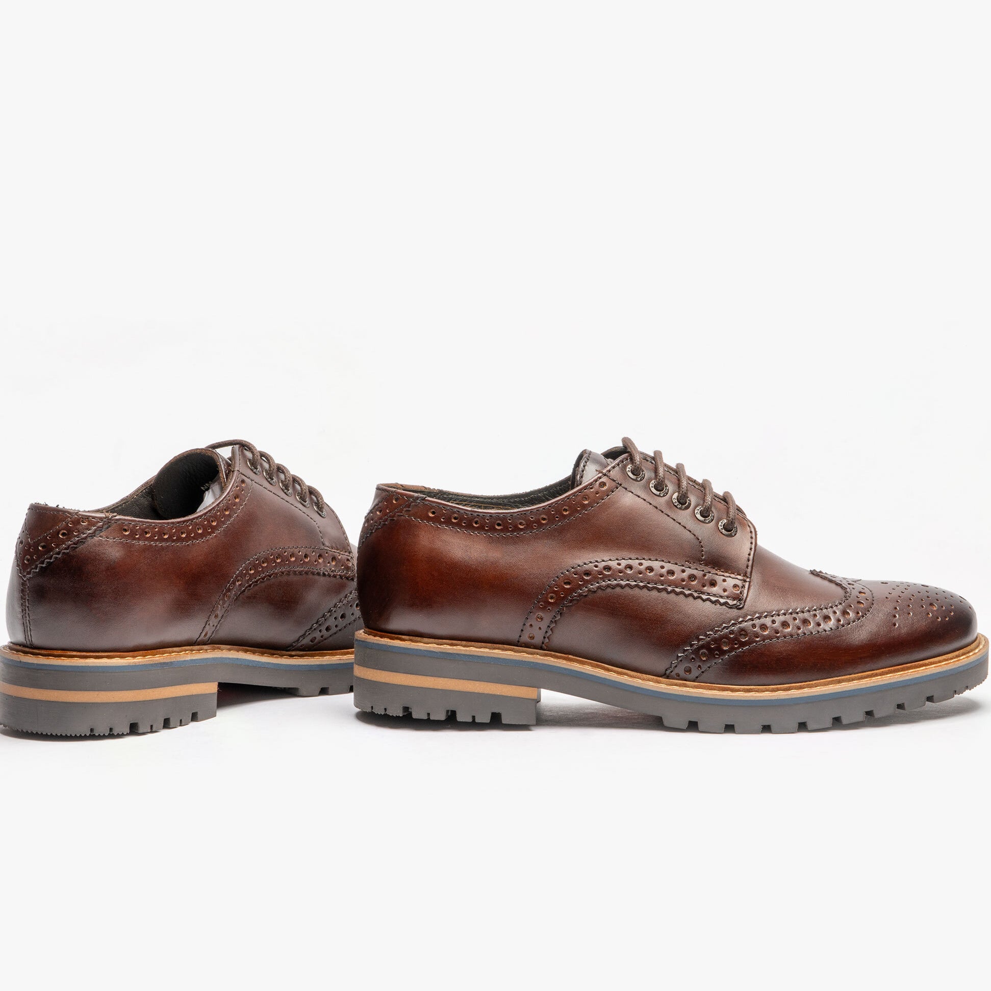 Base London GIBBS WASHED Mens Formal Lace Up Shoes Dark Brown