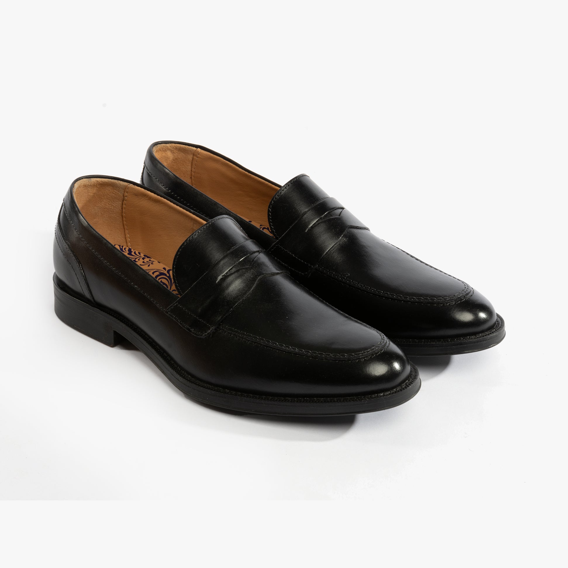 Base London KENNEDY Mens Shoes Black side view showing leather upper and slip-on design.