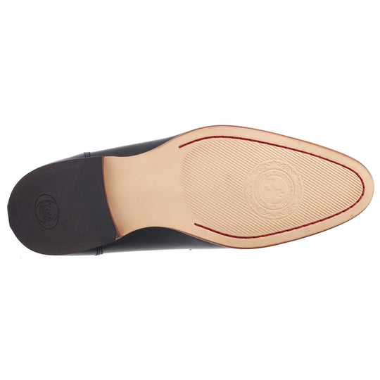 Base London RUSSO Mens Shoes Black bottom view showing rubber sole details and shoe construction.
