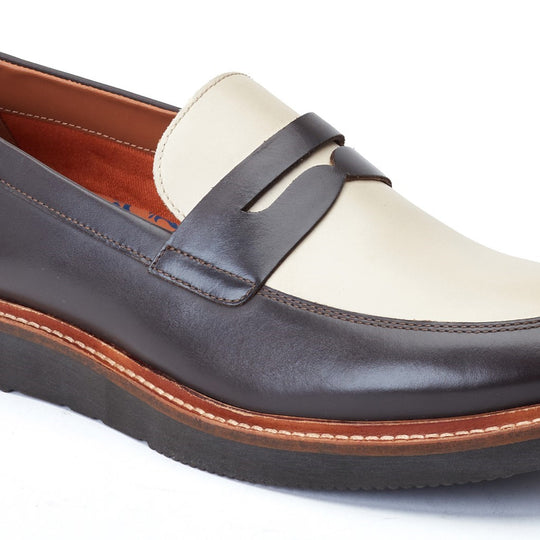 Base London SID Mens Shoes Brown side view loafer style leather upper.