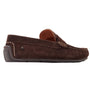 Base London COLLINS Mens Shoes Brown side view showcasing suede loafer design with rubber sole.