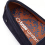 Base London COLLINS Mens Shoes Navy interior view showcasing shoe lining design and logo.