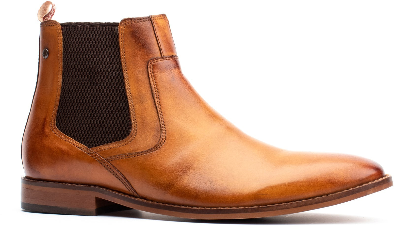 Base London SCOUT Mens Boots Tan side view highlighting leather material and elasticated side panel.