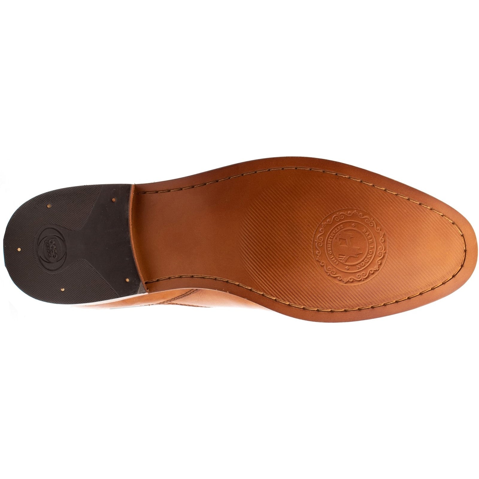 Base London SCOUT Mens Boots Tan bottom view showing the leather sole detail and logo.