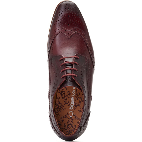 Base London BARBERA Mens Brogue Derby Shoes Dark Red