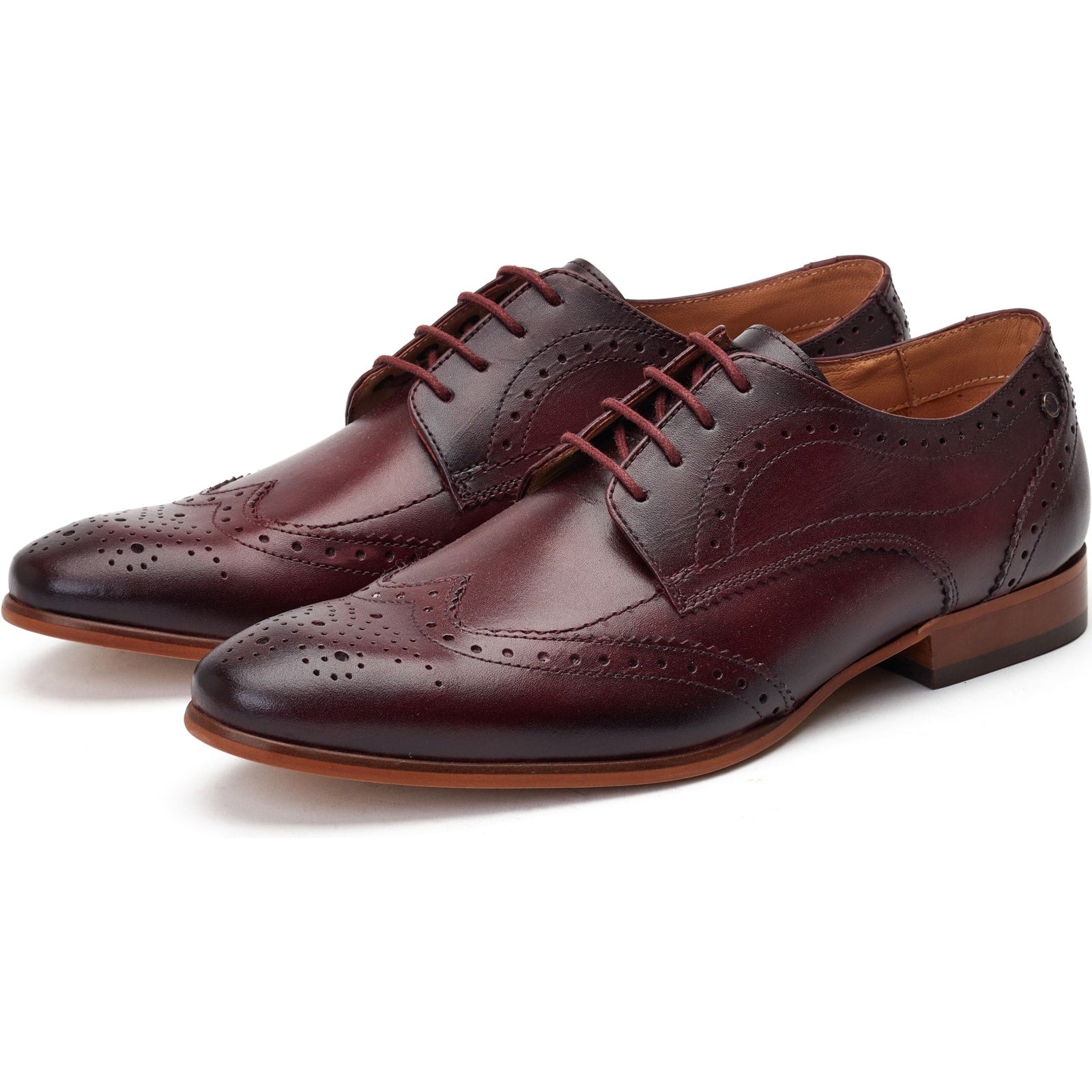 Base London BARBERA Mens Brogue Shoes Dark Red