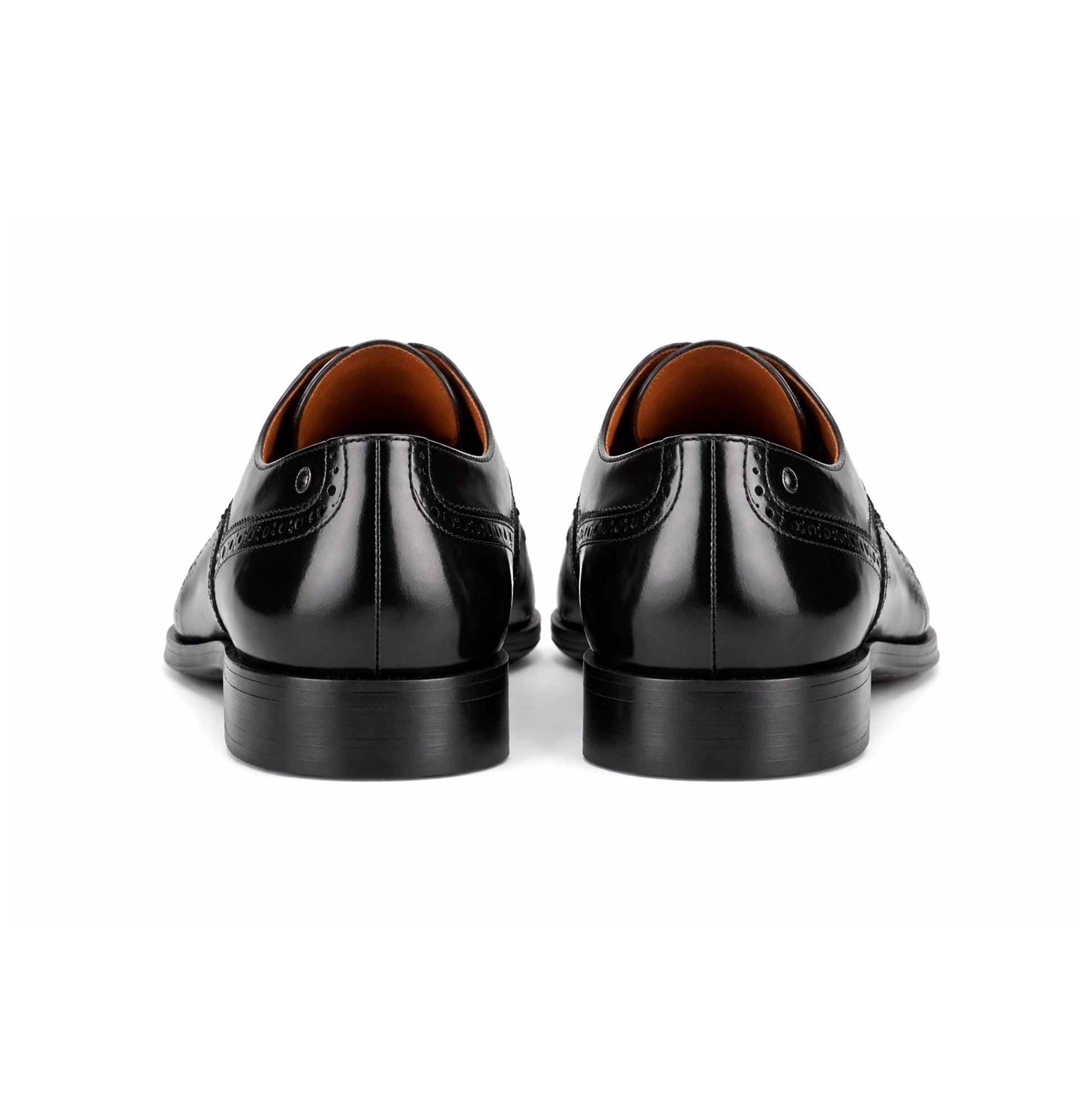 Base London STEEPLE Mens Derby Brogue Shoes Hi-Shine Black
