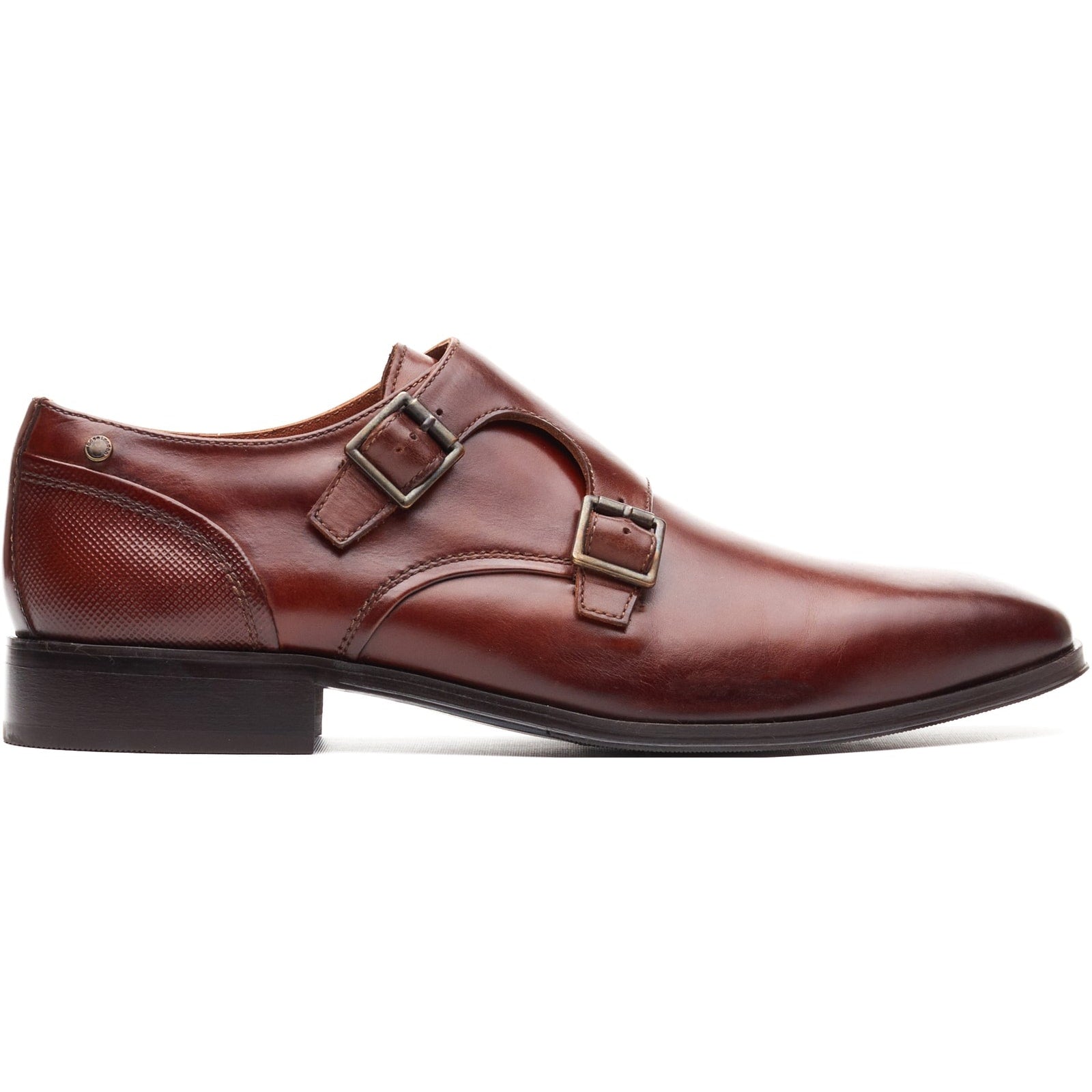 Base London CLERIC Mens Monk Shoes Dark Tan