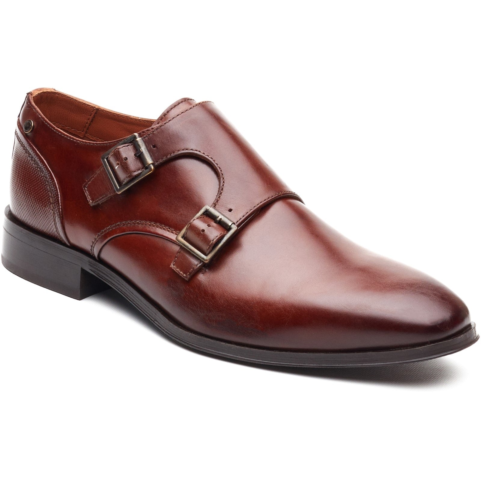 Base London CLERIC Mens Monk Shoes Dark Tan