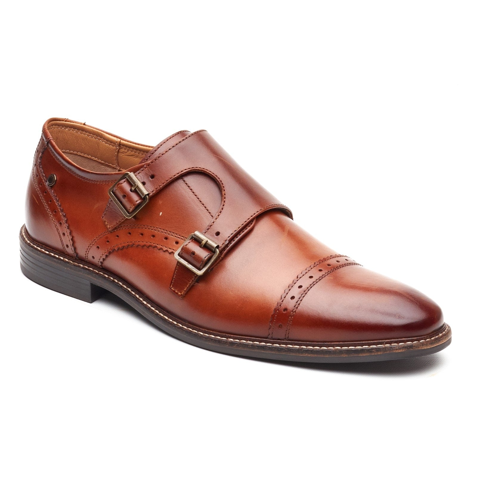 Base London HENLEY Mens Monk Shoes Tan