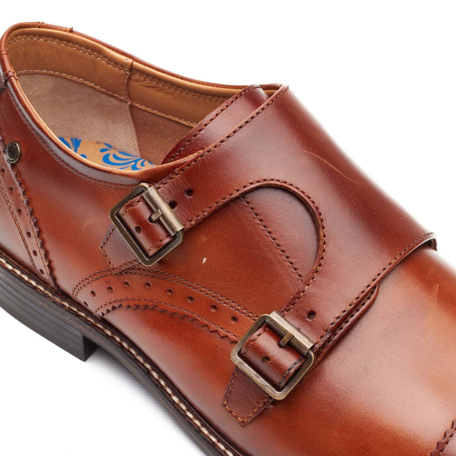 Base London HENLEY Mens Monk Shoes Tan