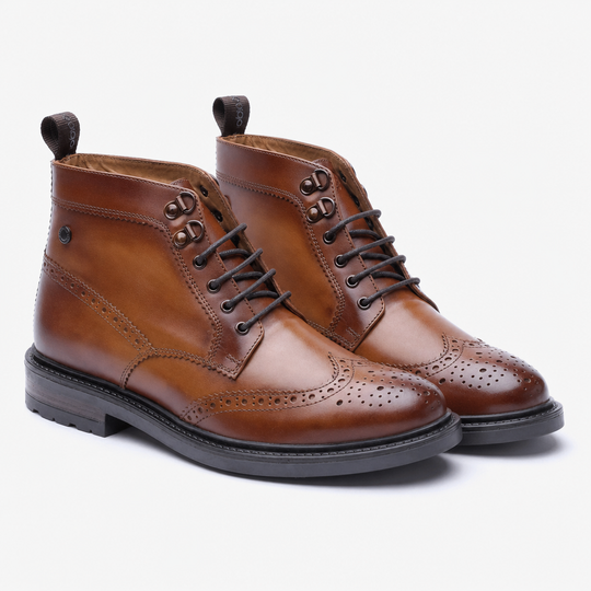 Base London FOSTER TOE CAP BOOT Mens Ankle Boots Tan