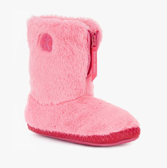 Bedroom Athletics MARILYN Womens Faux Fur Boot Slippers Rose Pink