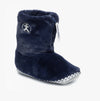 Bedroom Athletics MONROE Womens Faux Fur Boot Slippers Peacoat Navy/Trace Grey