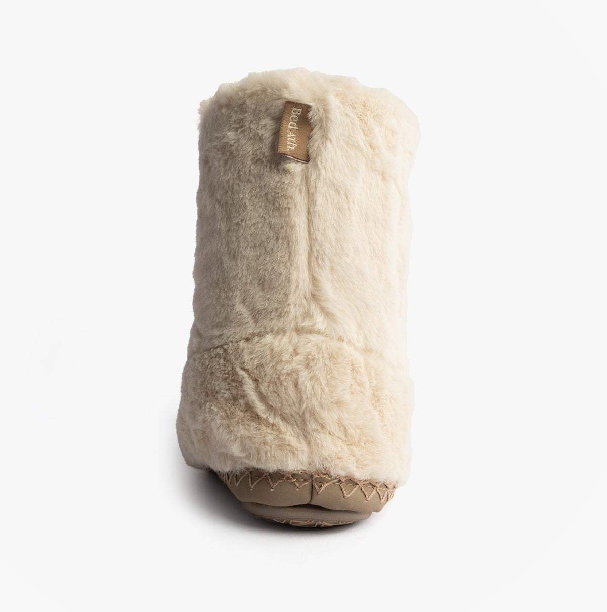 Bedroom Athletics MONROE Womens Faux Fur Boot Slippers Cream/Moonrock front view with soft faux fur upper material.
