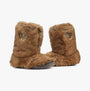 Bedroom Athletics COLE Womens Slipper Boots Weasel side view of faux fur slipper boots with rubber sole