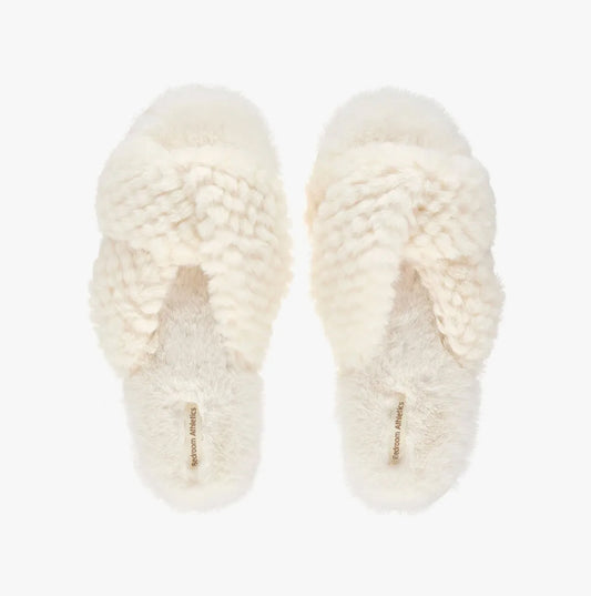 Bedroom Athletics NICKI Womens Faux Fur Slipper Sliders Cream