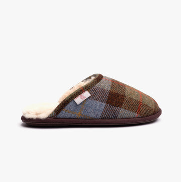 Bedroom Athletics WILLIAM Mens Mule Slippers Chocolate/Green Check