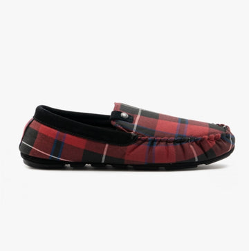 Bedroom Athletics BENEDICT Mens Woven Moccasin Slippers Merlot Check