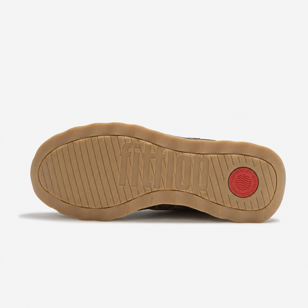 FitFlop RETRO-Q FF SUEDE LEOPARD Womens Casual Trainers Tan/Black
