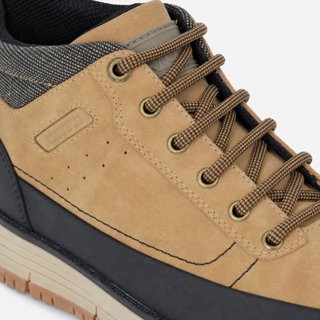 R21 Original FERGUS Mens Ankle Boots Camel/Black