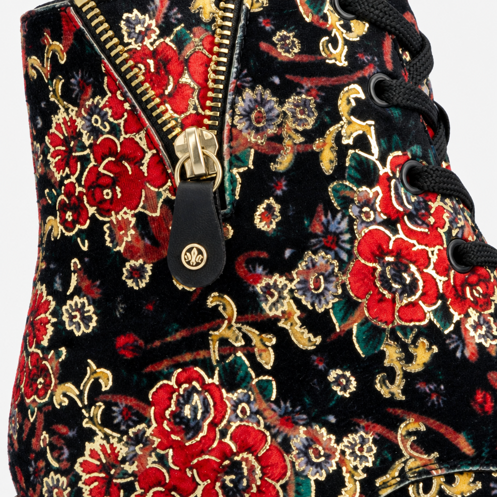 Rieker 72617 Womens Biker Boots Black Floral