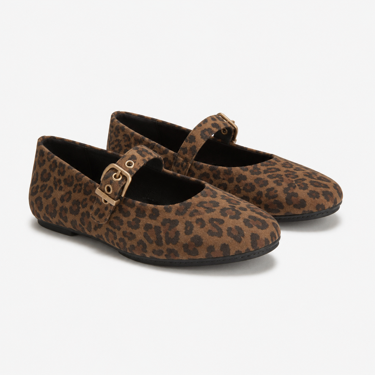 FitFlop DELICATO SUEDE LEOPARD Womens Mary Jane Tan/Black