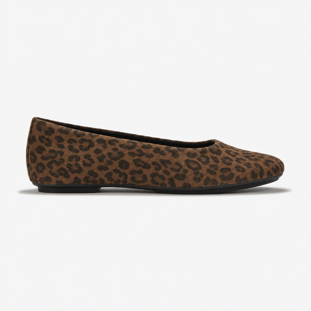 FitFlop DELICATO SUEDE LEOPARD Womens Ballerina Shoes Tan/Black
