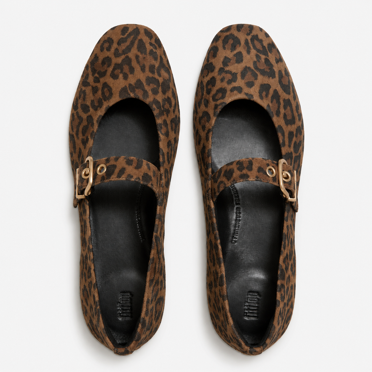 FitFlop DELICATO SUEDE LEOPARD Womens Mary Jane Tan/Black