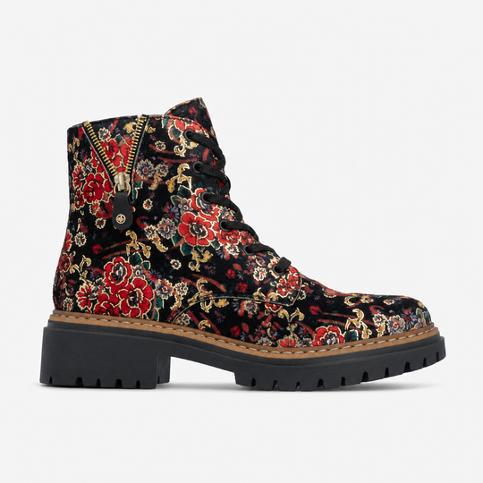 Rieker 72617 Womens Biker Boots Black Floral