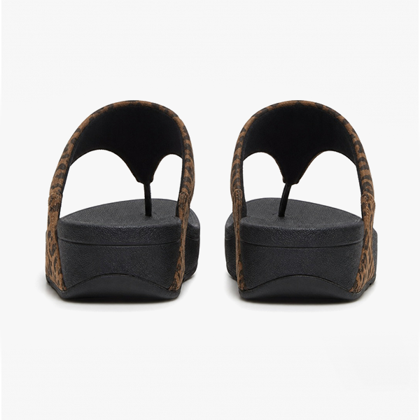 FitFlop LULU SUEDE LEOPARD Womens Toe-Post Tan/Black