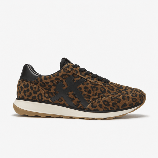 FitFlop RETRO-Q FF SUEDE LEOPARD Womens Casual Trainers Tan/Black