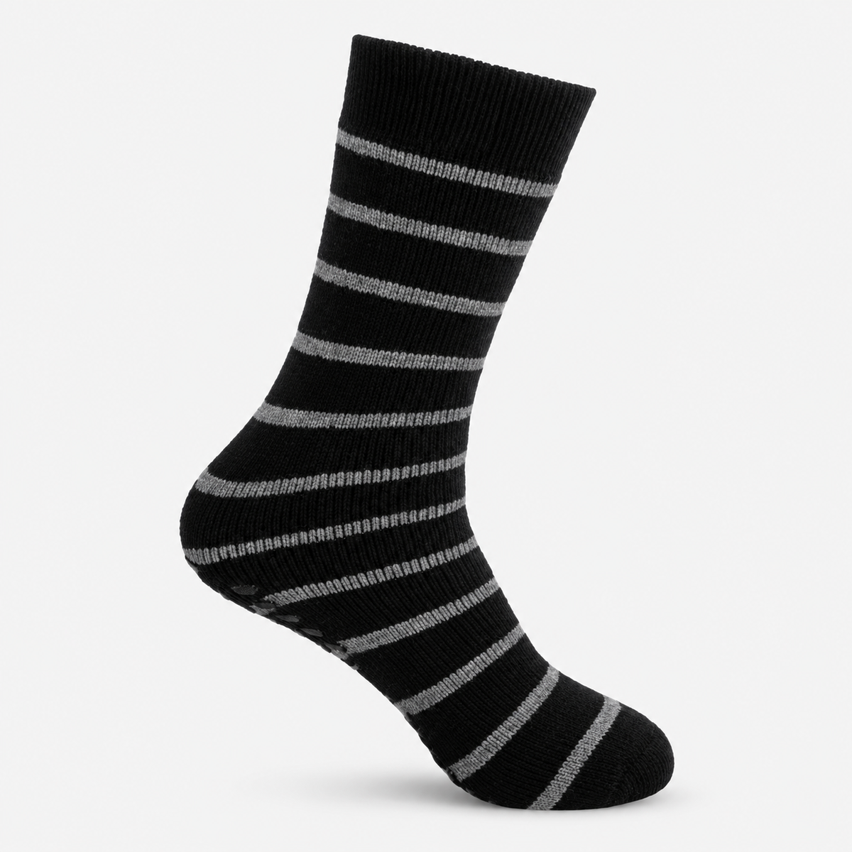 Totes Toasties THERMAL BRUSHED ORIGINAL SLIPPER SOCKS (TWIN PACK) Mens Thermal Socks Grey / Black Stripe