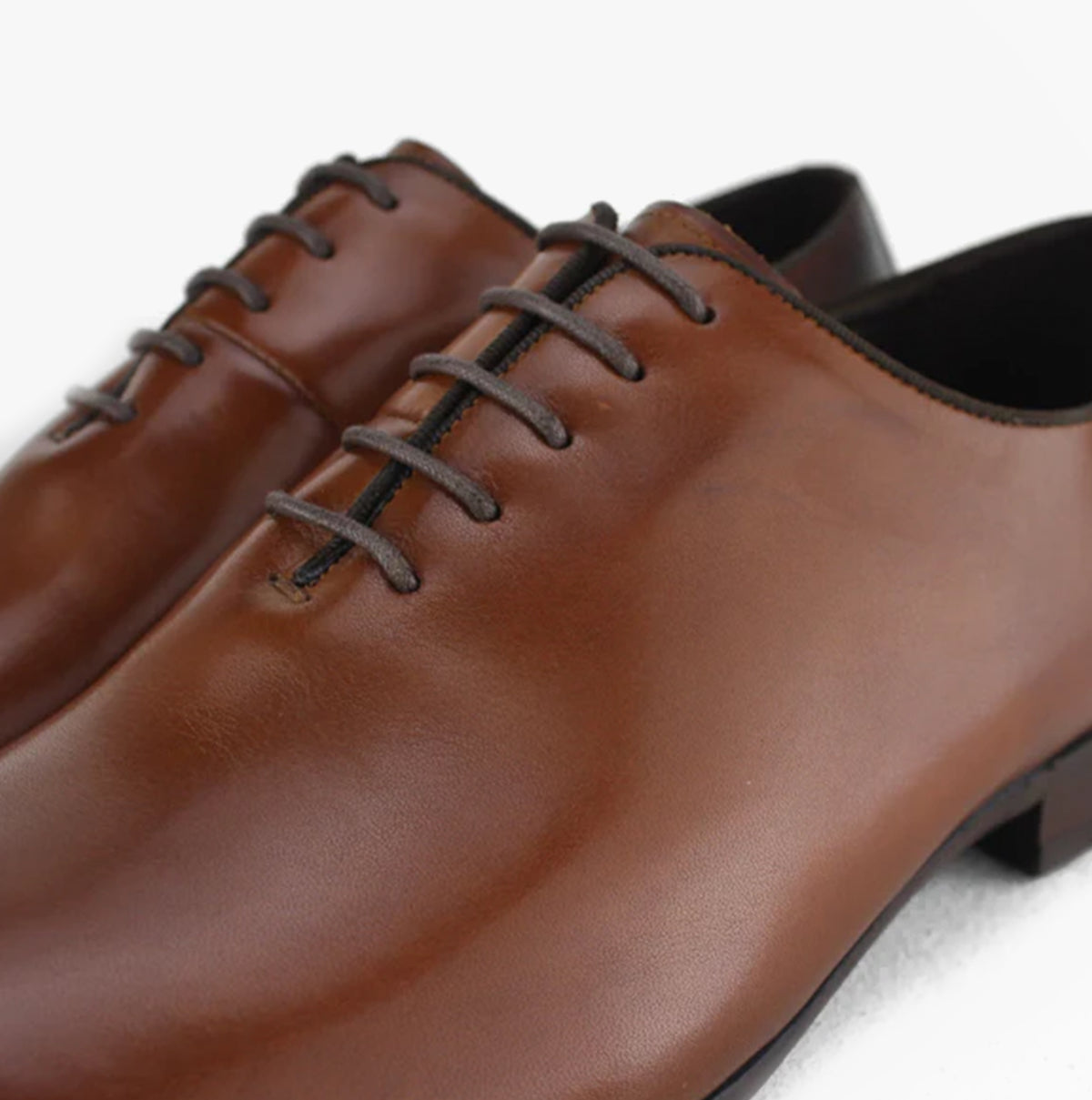 MASHAM Mens Leather Plain Toe Oxford Shoes Tan