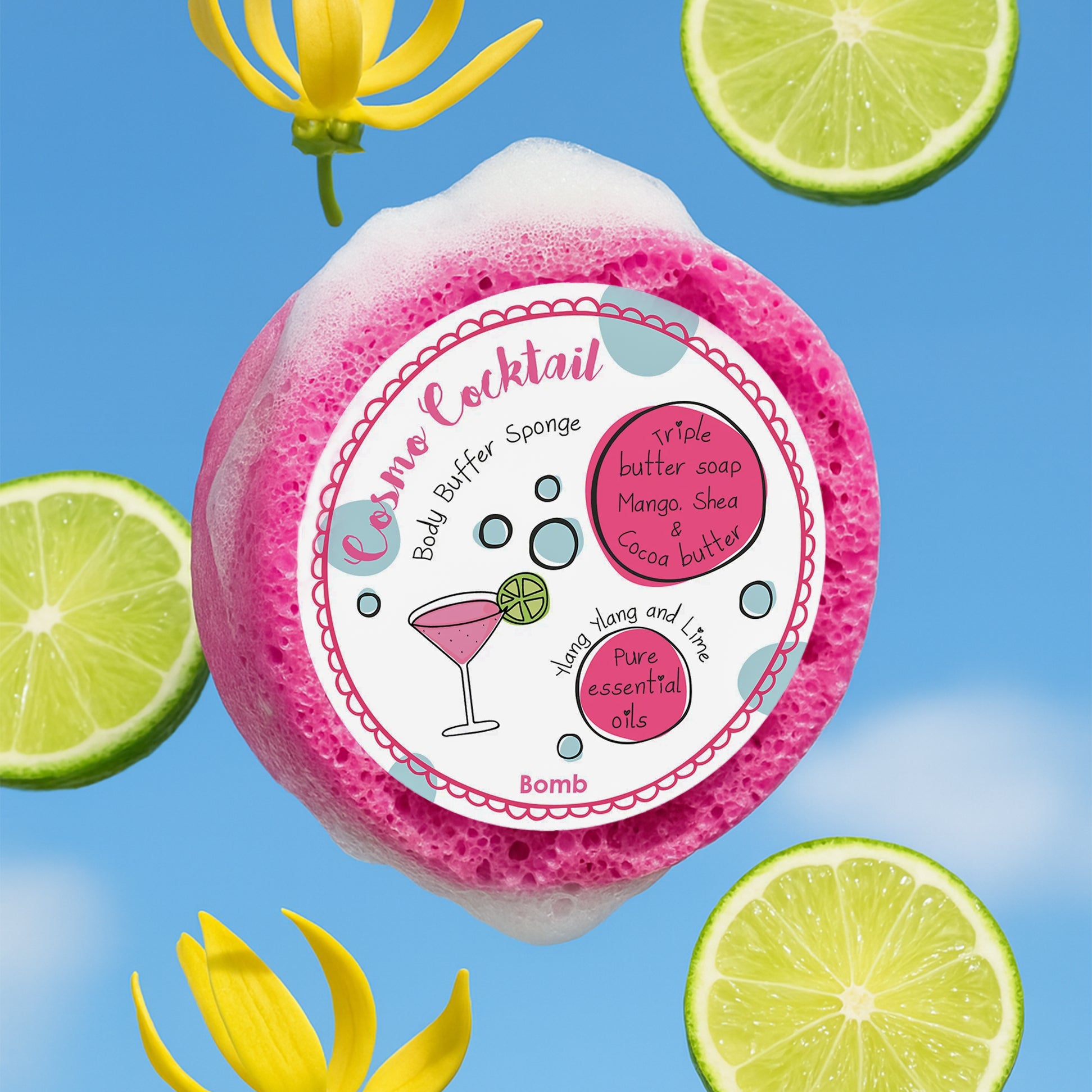 Bomb Cosmetics Cosmo Cocktail Body Buffer Soap Shower Sponge