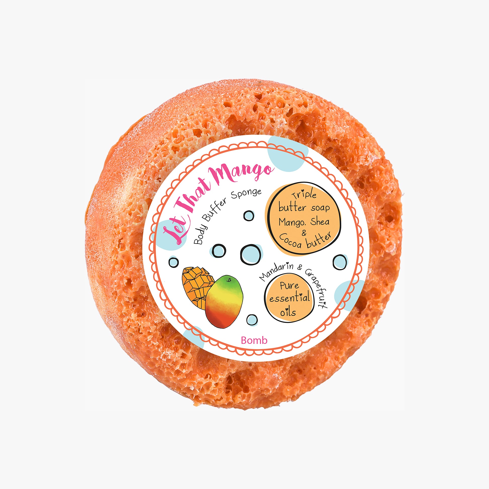 Bomb Cosmetics Let That Mango Body Buffer Soap Shower Sponge