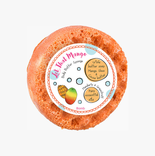 Bomb Cosmetics Let That Mango Body Buffer Soap Shower Sponge