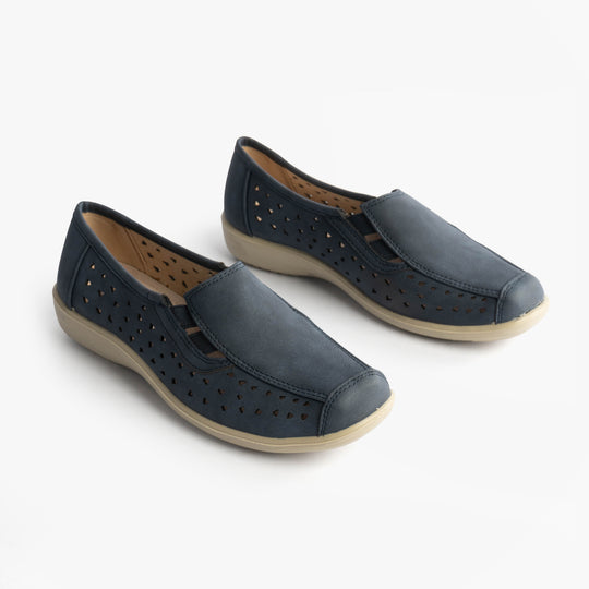 Boulevard MARSHA Womens Cut-Out Slip-On Shoes Navy Blue