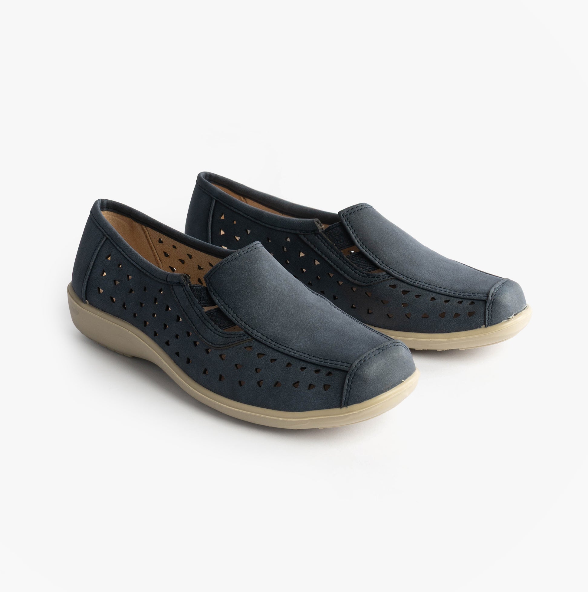 Boulevard MARSHA Womens Cut-Out Slip-On Shoes Navy Blue