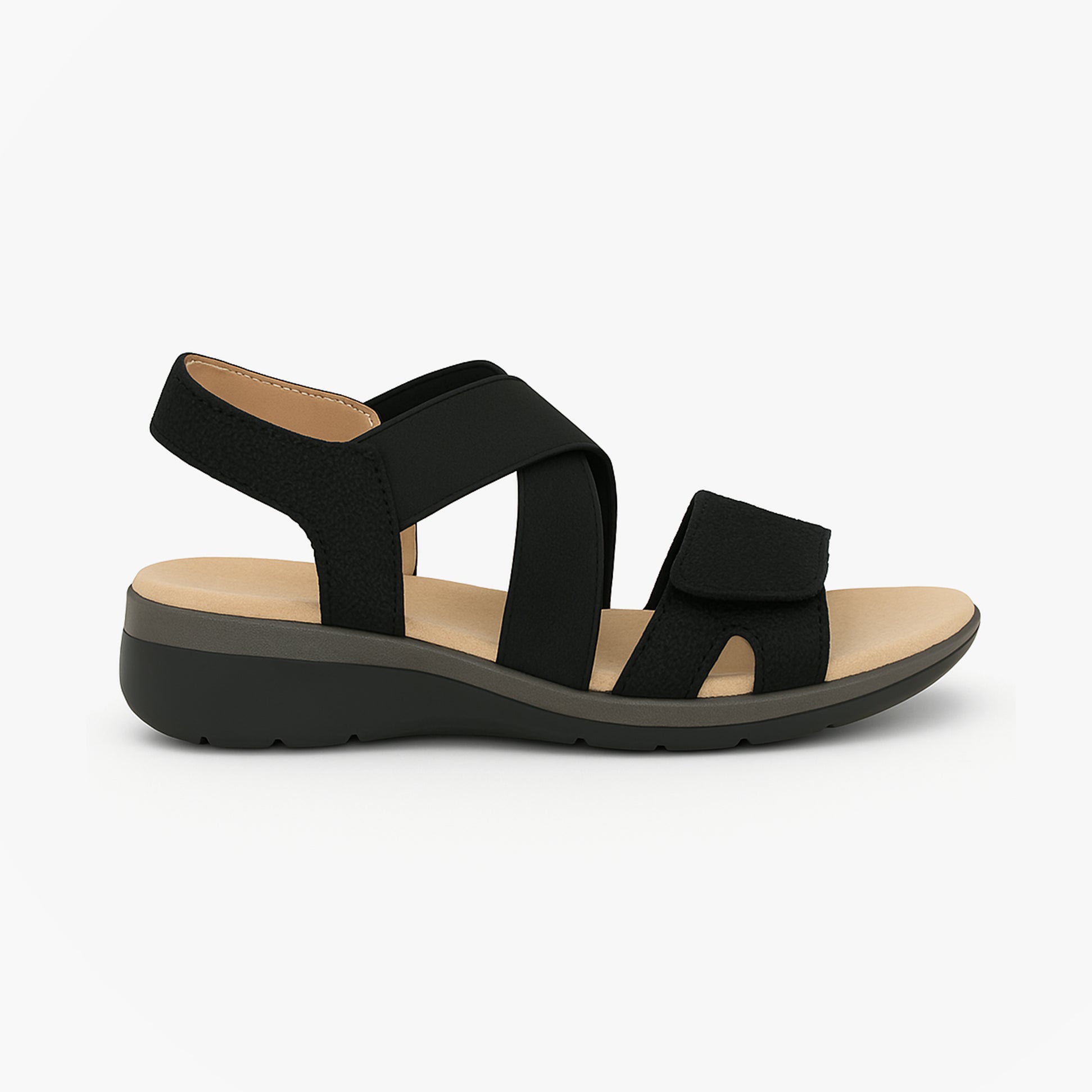 Boulevard Womens Strapy Touch Fasten Sandals Black Shimmer