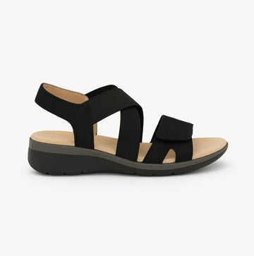 Boulevard Womens Strapy Touch Fasten Sandals Black Shimmer