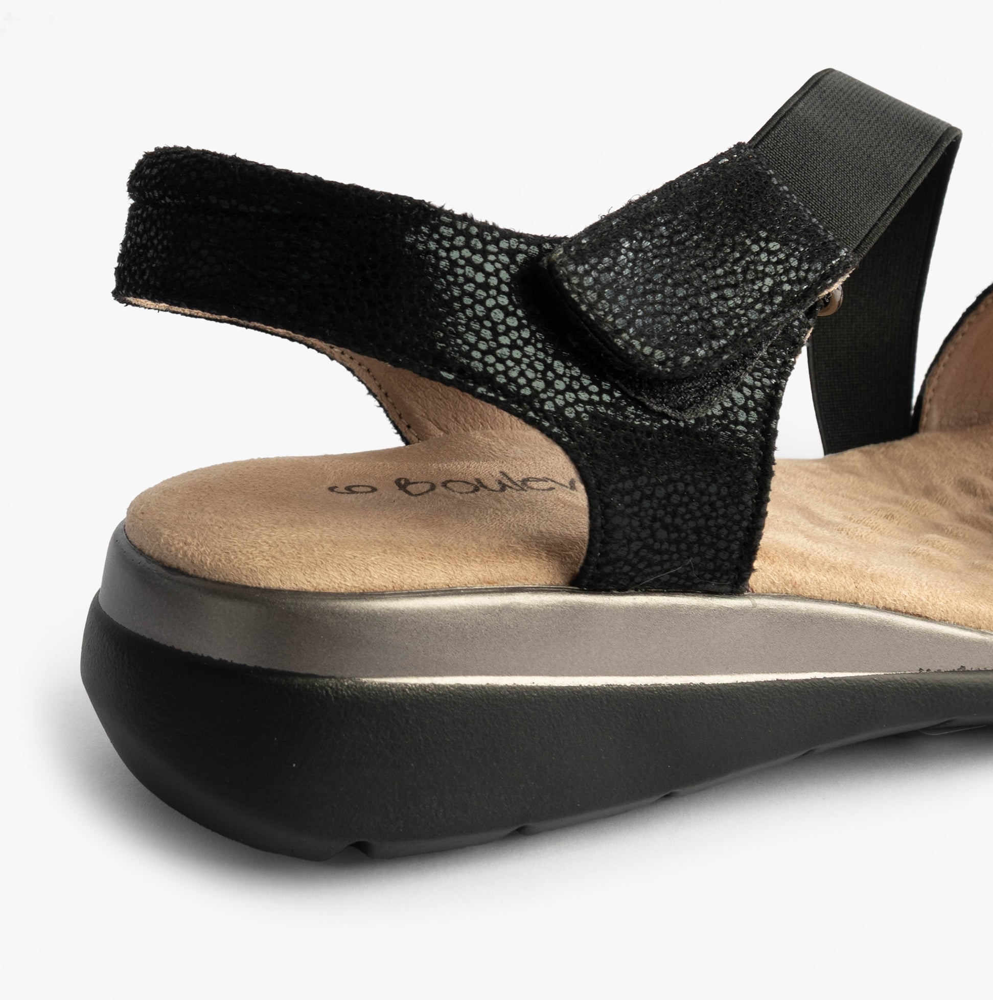 Boulevard Womens Strapy Touch Fasten Sandals Black Shimmer