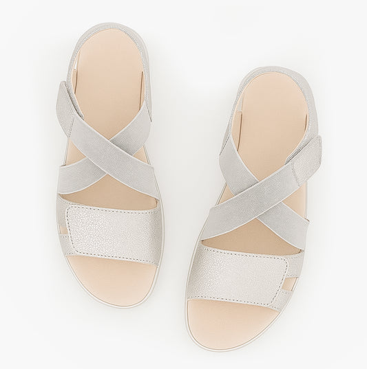 Boulevard Womens Strapy Sandals Silver Shimmer