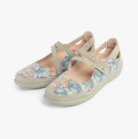 Boulevard L388F Womens Leather Mary Jane Shoes Grey