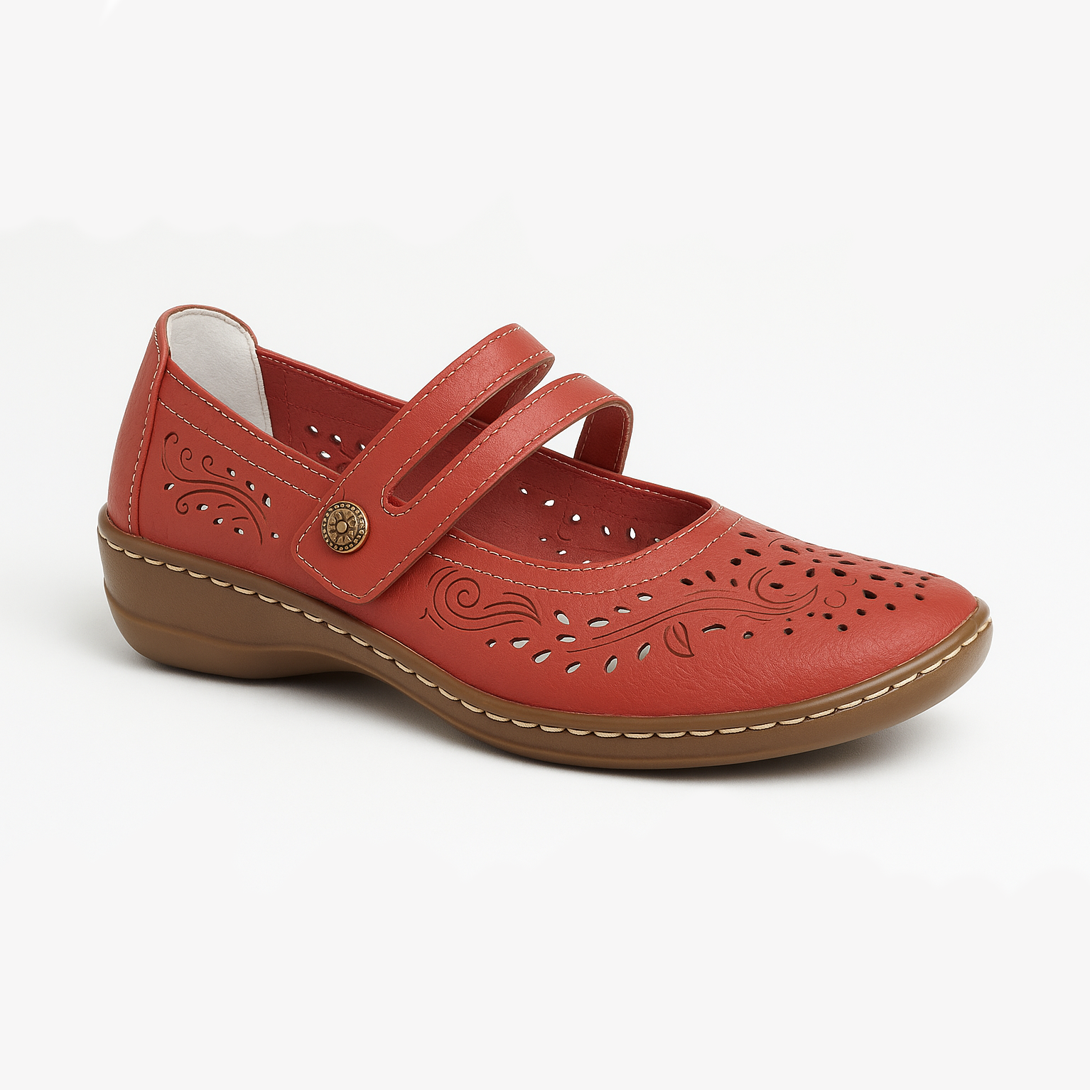 Boulevard CHARLOTTE Womens Leather Mary Jane Shoes Red