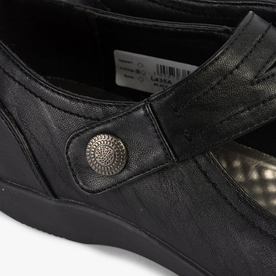 Boulevard L435A Womens Touch Fasten Extra-Wide Shoes Black